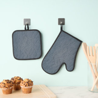 Best Solid Colour Silver Quilted Heat Protection Oven Mitt & Pot Holder Set