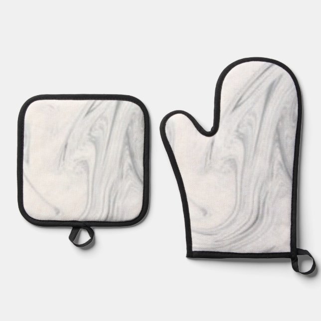 Best Solid Colour Silver Quilted Heat Protection  Oven Mitt & Pot Holder Set (Front)