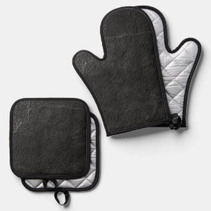 Best Solid Colour Silver Quilted Heat Protection Oven Mitt & Pot Holder Set