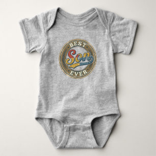 Best son ever vintage round badge design baby bodysuit
