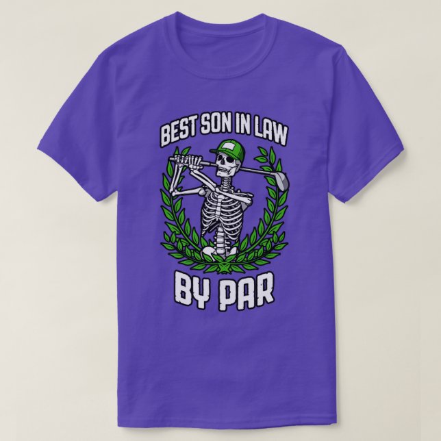 Best Son In Law By Par Golf Funny Golfing Skeleton T-Shirt (Design Front)