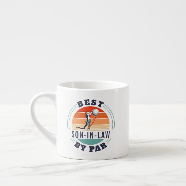 Best Son in Law By Par Retro Custom Golf Lover Espresso Cup (Left)