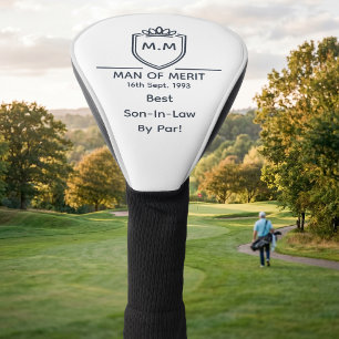 Best Son-In-Law Monogram Initials Man Of Merit Golf Head Cover