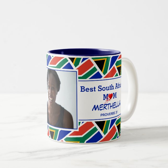 BEST SOUTH AFRICAN MOM Personalised Photo Two-Tone Coffee Mug (Front Right)