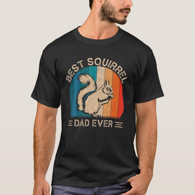 Best Squirrel Dad Ever Retro Squirrel Graphic Fath T-Shirt (Front)
