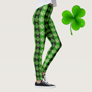 Best St. Patrick's Day Green Plaid Clover Stripes Leggings