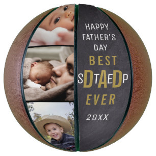 Best Step Dad Happy Father's Day 3 Photo Collage Basketball