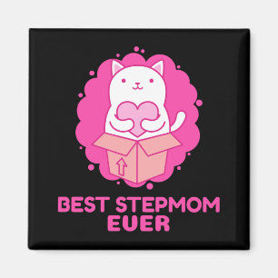 Best Step Mum Ever Cat with a Heart Magnet