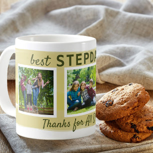 Best Stepdad Ever - 3 Photo Brush Stroke Coffee Mug