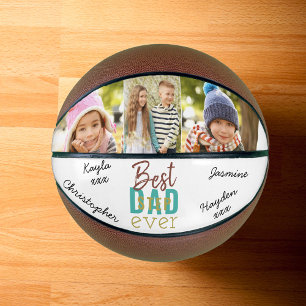 Best Stepdad Ever Custom 3 Photo Signed Basketball