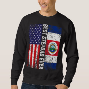 Best Stepdad Ever Father's Day Costa Rica Us Flag Sweatshirt