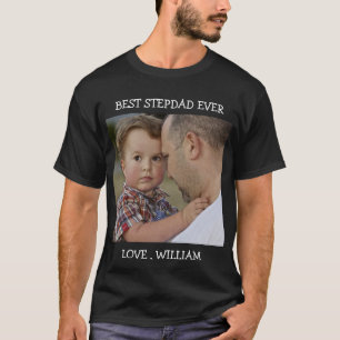 Best Stepdad Ever Father's Day Custom Photo text T-Shirt