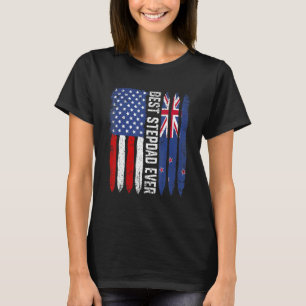 Best Stepdad Ever Father's Day New Zealand Us Fla T-Shirt