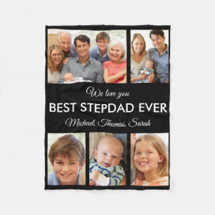Best Stepdad Ever Photo Collage Fathers Day Fleece Blanket