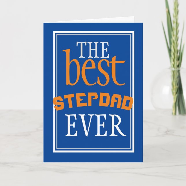 Best Stepdad Ever Typography Blue Birthday Card (Front)
