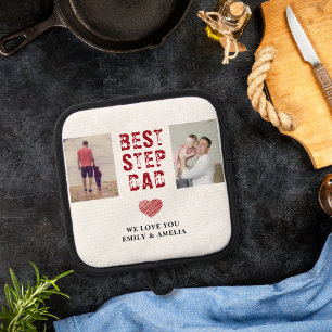 Best Stepdad Father`s Day 2 Photo Collage  Pot Holder