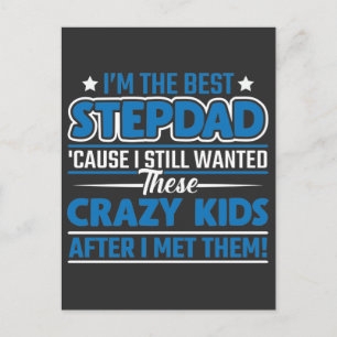 Best Stepdad with Crazy Kids Father's Day Gift Postcard
