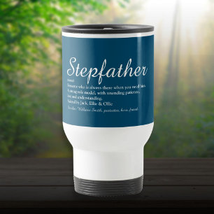 Best Stepfather Stepdad Definition Script Blue Travel Mug