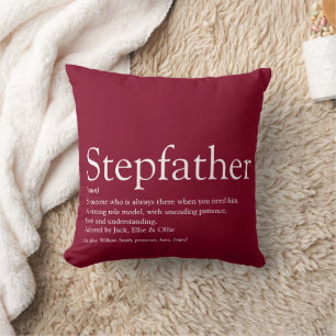 Best Stepfather, Stepdad Ever Definition Burgundy Cushion