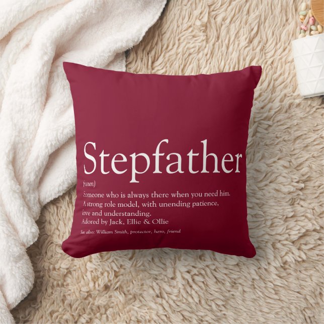 Best Stepfather, Stepdad Ever Definition Burgundy Cushion (Blanket)
