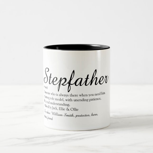 Best Stepfather, Stepdad Ever Definition Script Two-Tone Coffee Mug (Center)
