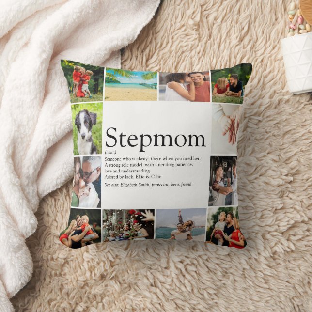 Best Stepmom Bonus Mum Definition 12 Photo Collage Cushion (Blanket)