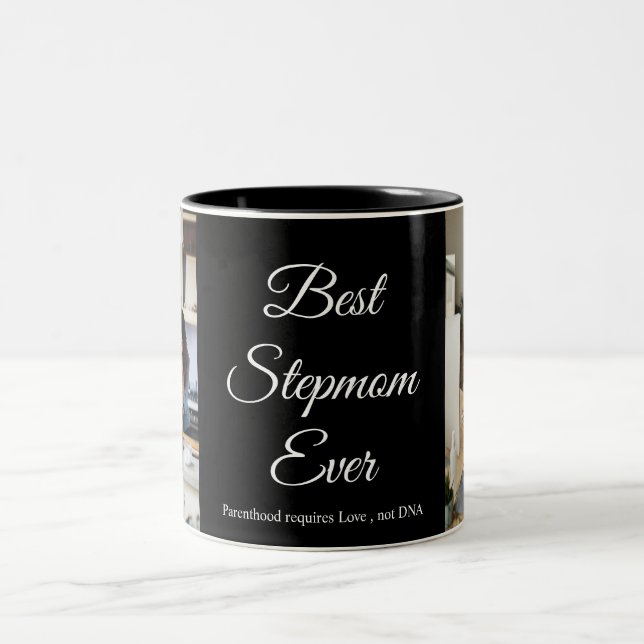 Best Stepmom Ever Custom Photo Collage Bonus Mum   Two-Tone Coffee Mug (Center)