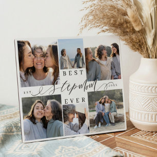 Best Stepmom Ever Script Photo Collage Keepsake Plaque