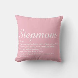 Best Stepmom, Stepmother Definition Pink Script Cushion