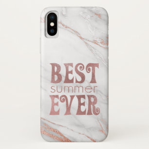 Best Summer Ever Rose Gold Text on Marble iPhone X Case