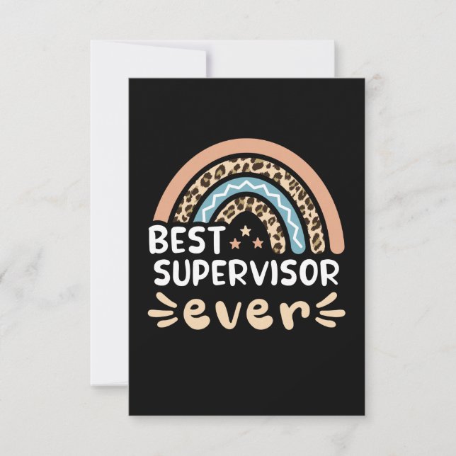 Best Supervisor ever Leopard Rainbow Gift Mum Card (Front)