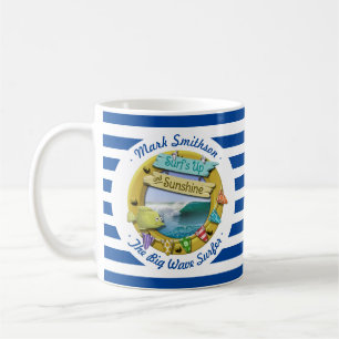 Best Surfer Sunshine Nautical Navy Stripe Porthole Coffee Mug