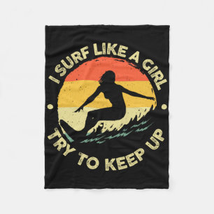 Best Surfing Art For Girls Women Beach Surfer Surf Fleece Blanket