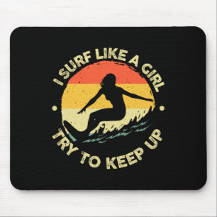 Best Surfing Art For Girls Women Beach Surfer Surf Mouse Mat