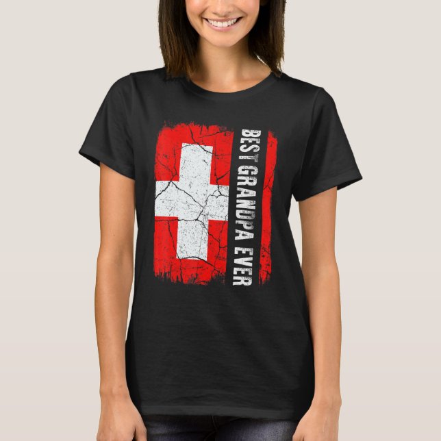 Best Swiss Grandpa Ever Switzerland Flag Father's  T-Shirt (Front)