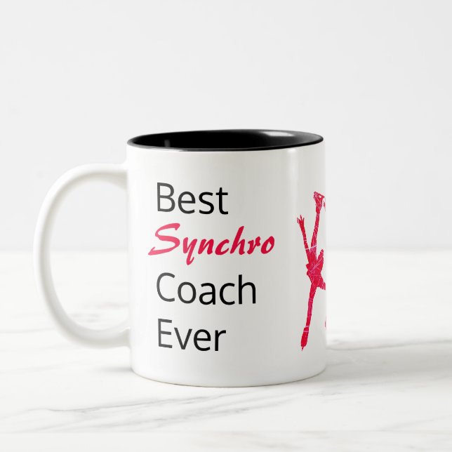 Best synchro skating coach mug - red arabesque (Left)