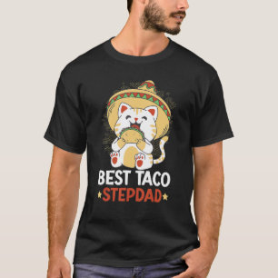 Best Taco Stepdad With A Cat For Father's Day T-Shirt