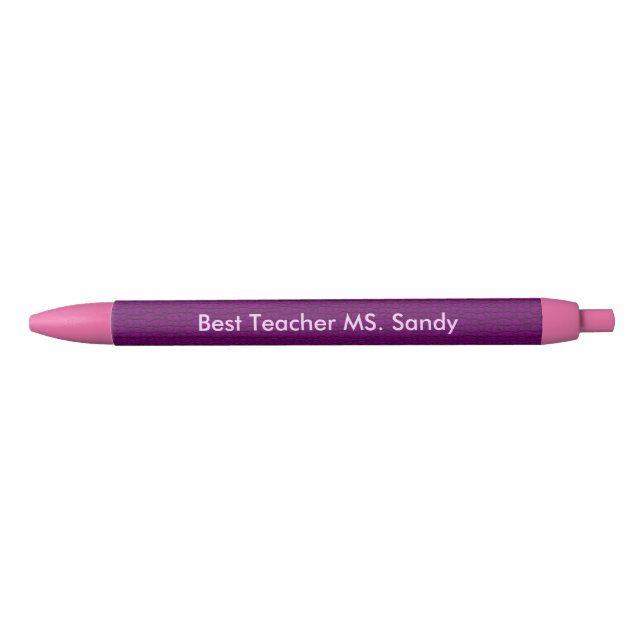Best Teacher Add Name Textured Purple Black Ink Pen (Front)