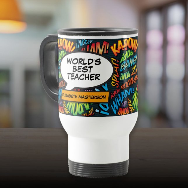 Best Teacher Appreciation Fun Comic Book Travel Mug (Best Teacher Appreciation Fun Comic Book Travel Mug)