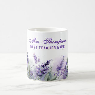 Best Teacher Appreciation Lavender Spring Floral Coffee Mug