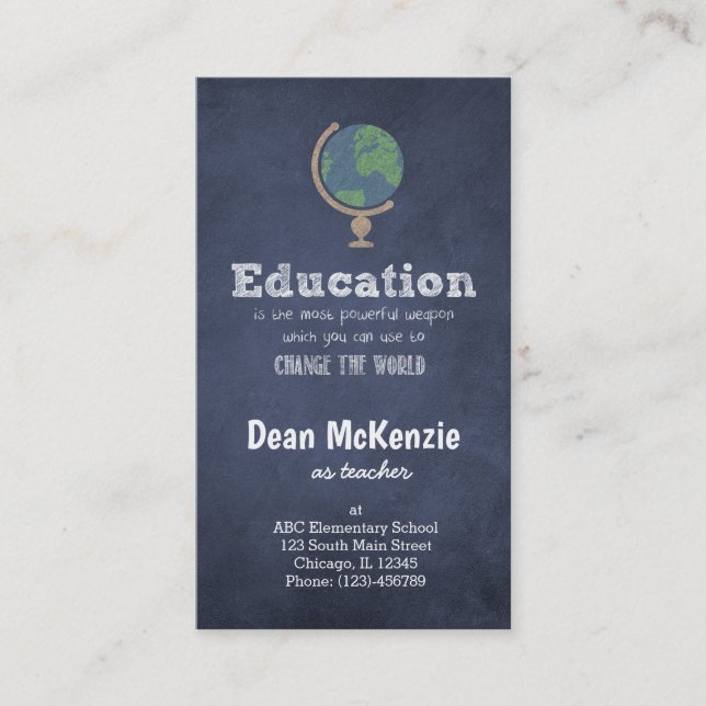 Best Teacher appreciation quote Business Card (Front)