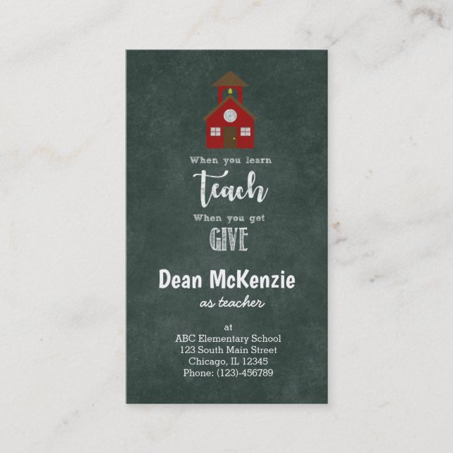 Best Teacher appreciation quote Business Card (Front)