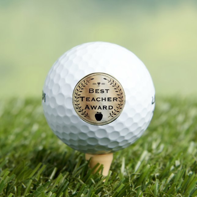 Best Teacher Award Gold and Black Golf Balls (Insitu Tee)
