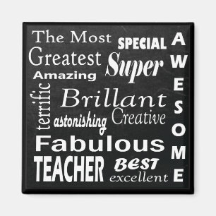 Best Teacher Chalkboard Subway Typography Art Magnet
