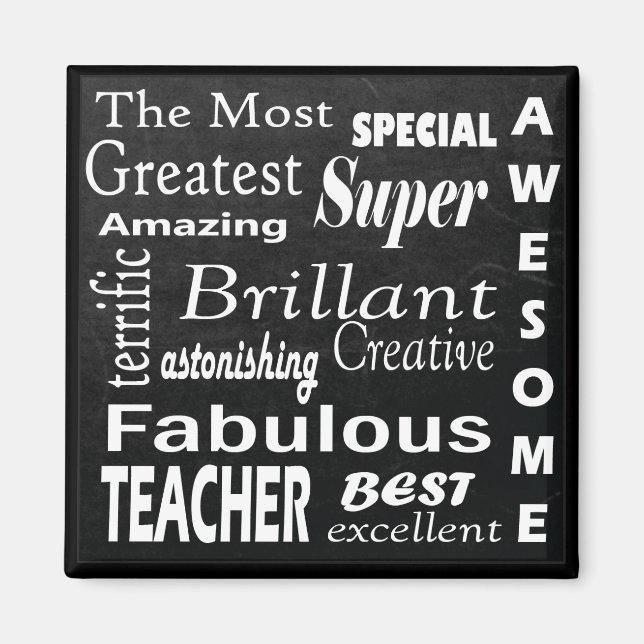 Best Teacher Chalkboard Subway Typography Art Magnet (Front)
