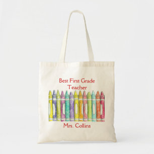 Best Teacher Colour Crayon Illustration Art Tote Bag