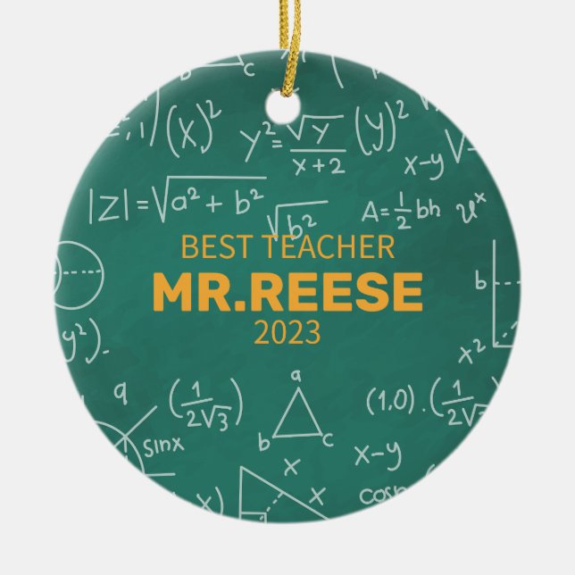 Best Teacher Custom Math Teacher Name Mathematics Ceramic Tree Decoration (Front)