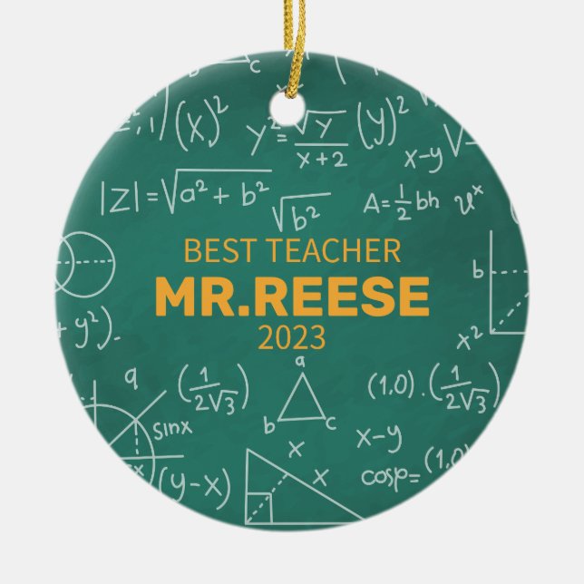 Best Teacher Custom Math Teacher Name Mathematics Ceramic Tree Decoration (Front)