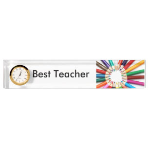 Best Teacher Desk Nameplate with Clock