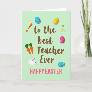 Best Teacher Easter Pattern Card